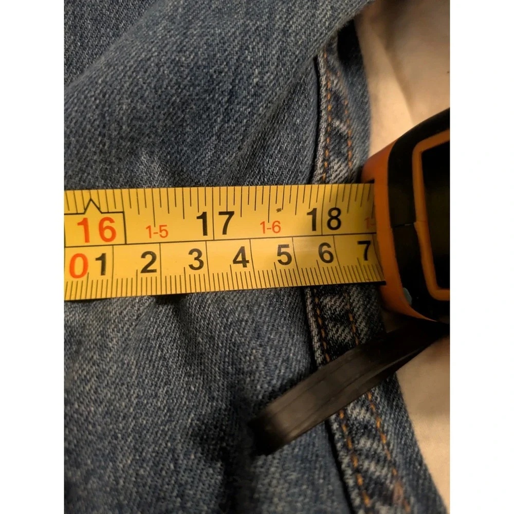 Calvin Klein Jeans Mens Medium Wash Denim Trucker Jacket Blue Size L Logo Patch